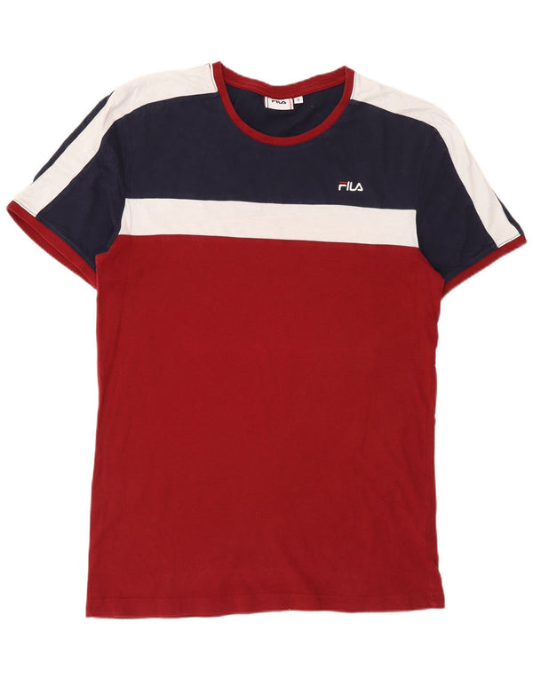 Fila Hombre Camiseta Top Small Rojo Colorblock Algodón