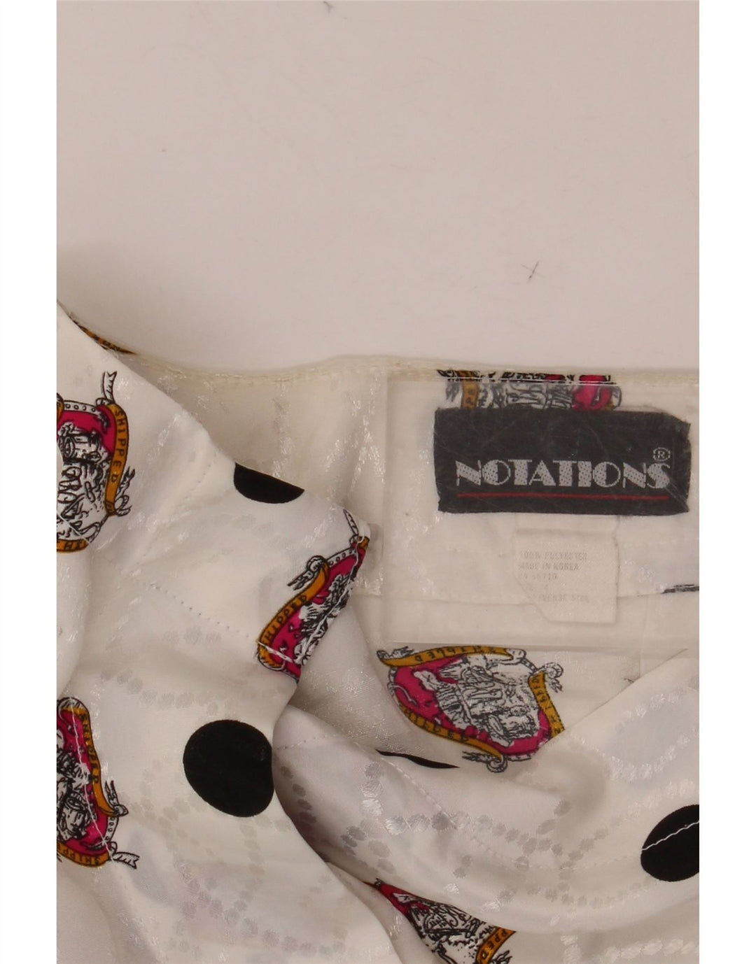 NOTACIONES Blusa camisera con estampado abstracto para mujer UK 46 Poliéster blanco grande