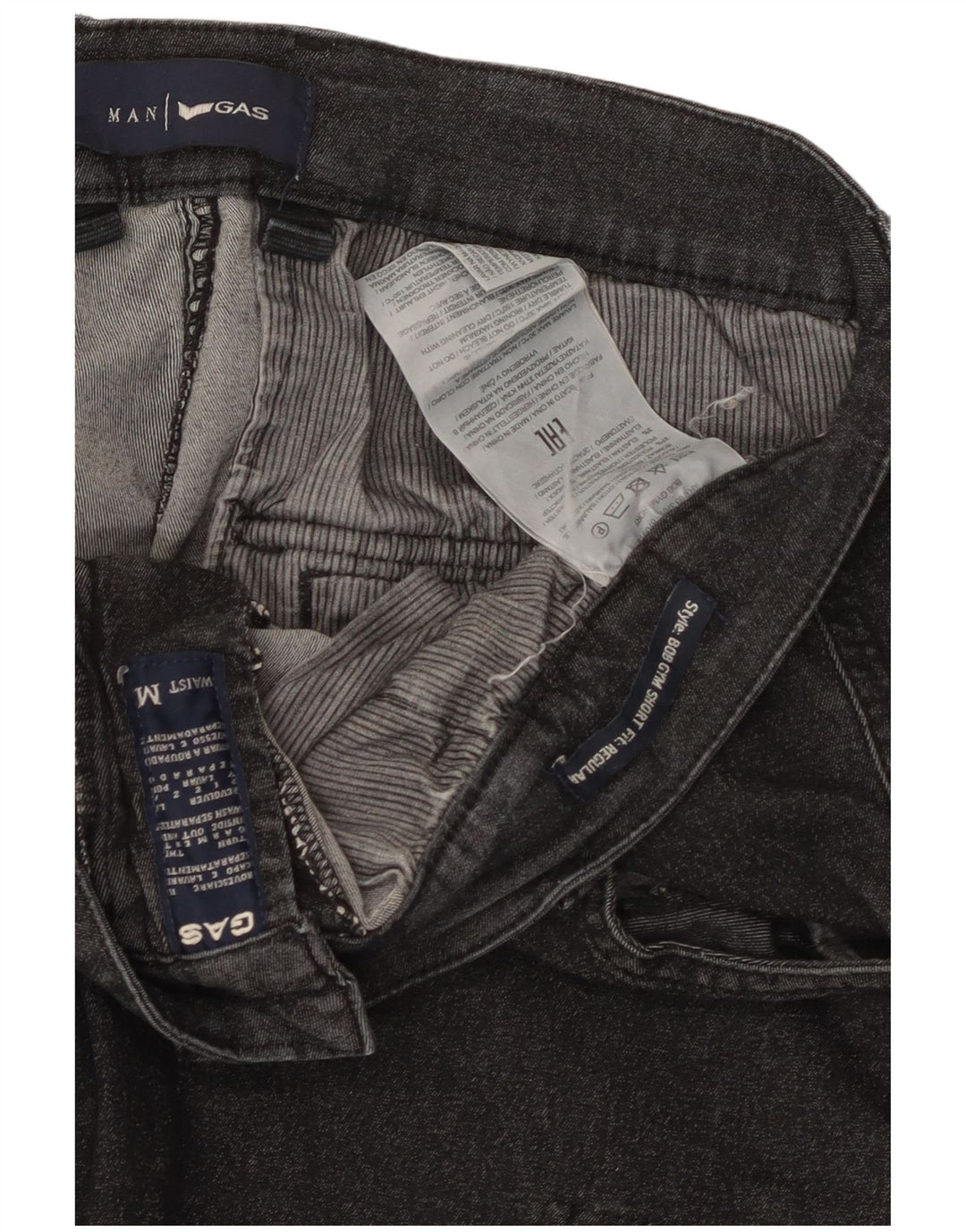 Pantalones cortos tipo cargo de mezclilla de corte regular para hombre Gas Mediano W32 Algodón negro