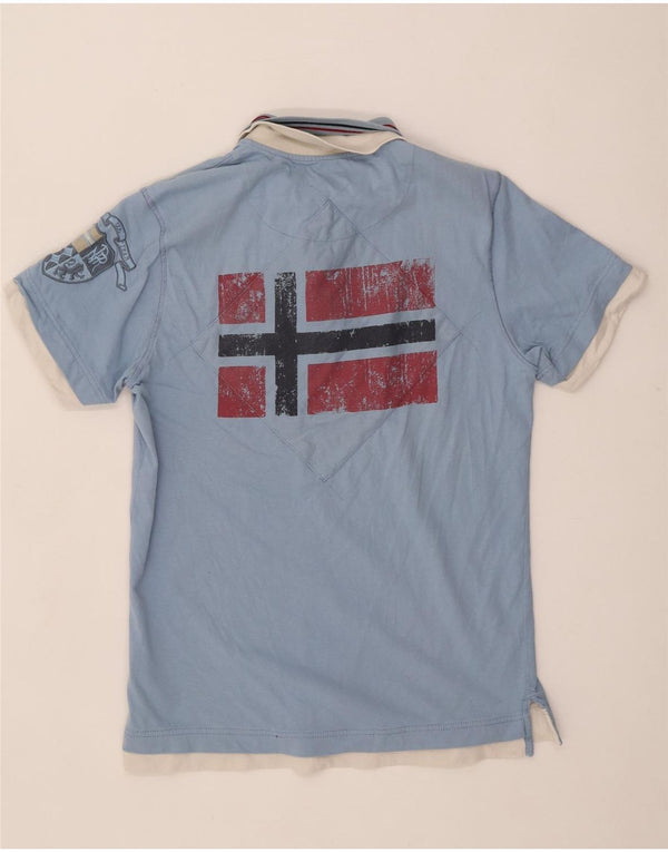 Napapijri Polo gráfico para hombre de algodón con bloques de color azul medio