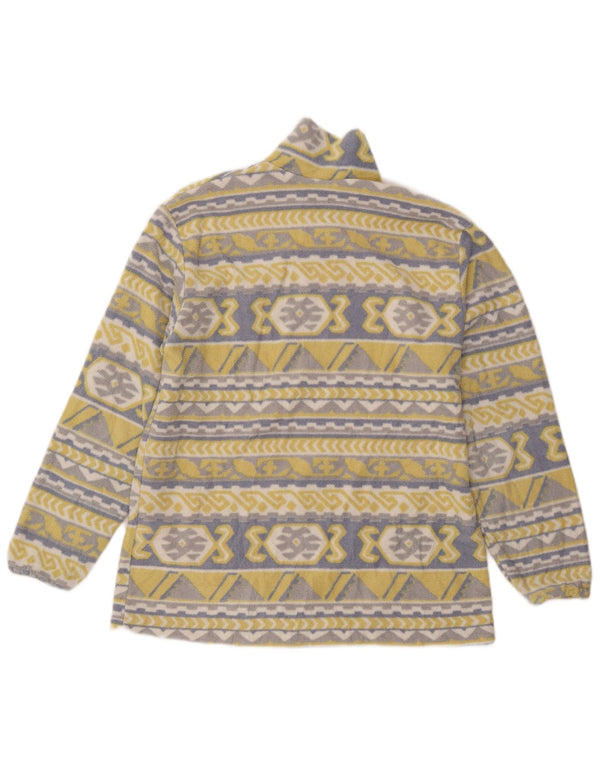 Vintage mujer chaqueta polar Reino Unido 20 2XL amarillo geométrico