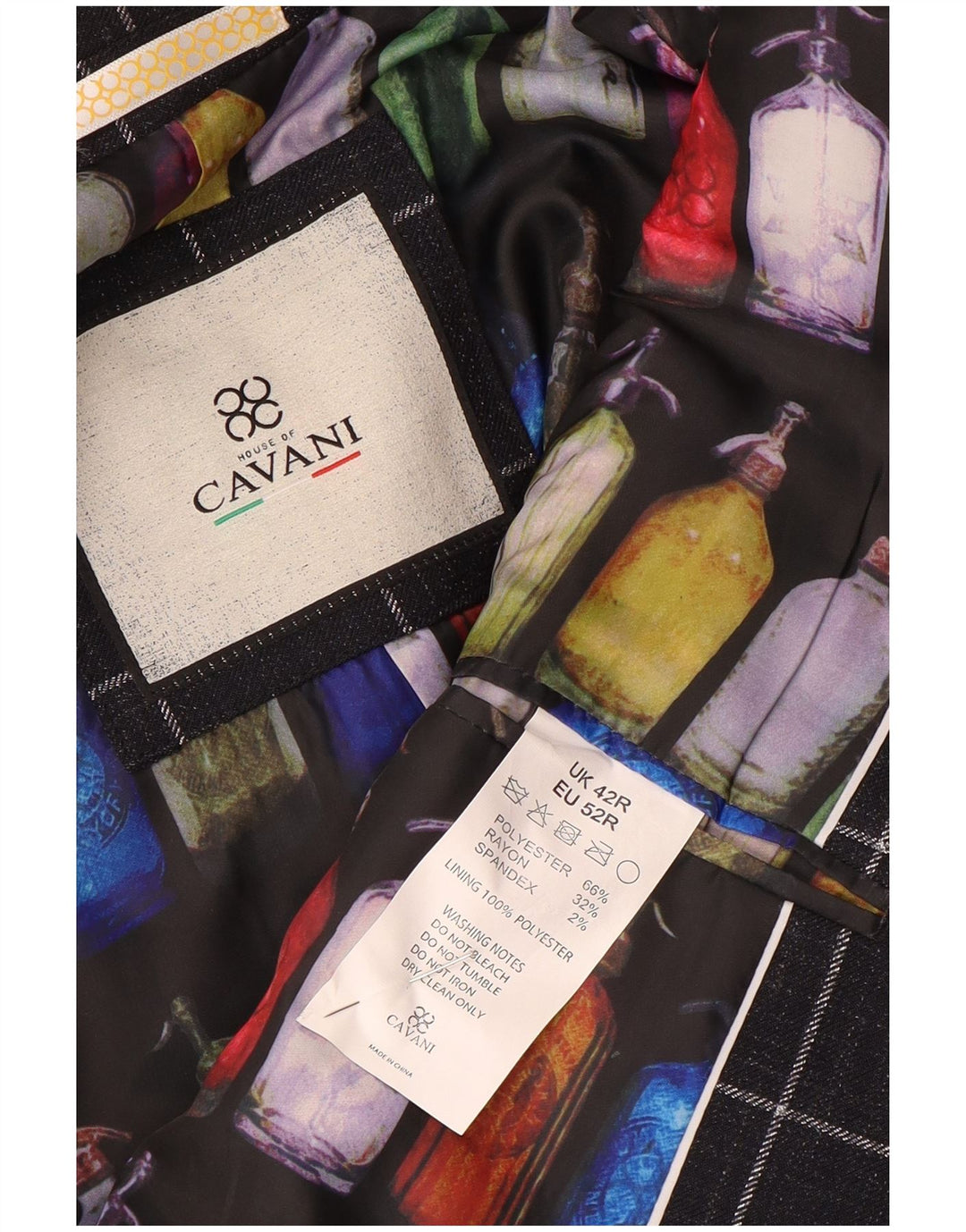 Cavani Chaqueta tipo blazer de 2 botones para hombre UK 42 XL Poliéster a cuadros azul marino