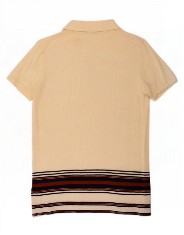 Zara Hombre Camisa Manga Corta Large Algodón Rayas Beige