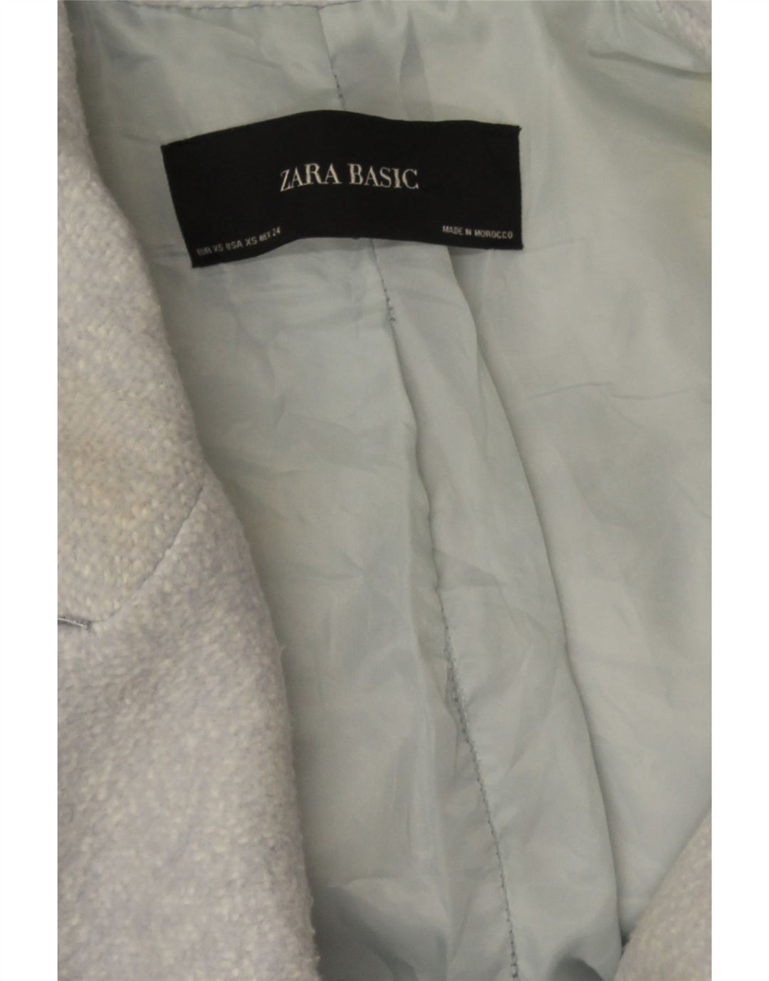 Zara Mujer Abrigo Extragrande De Doble Botonadura UK 6 XS Azul Moteado