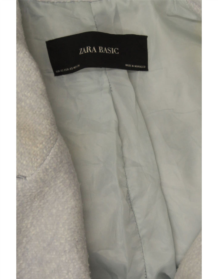 Zara Mujer Abrigo Extragrande De Doble Botonadura UK 6 XS Azul Moteado