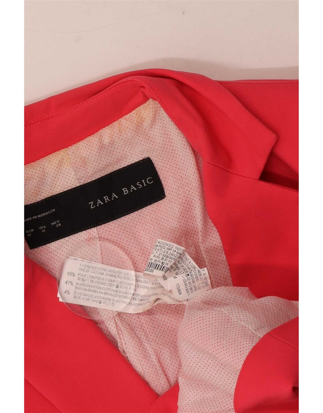 Zara Chaqueta Blazer De 1 Botón Para Mujer UK 42 Poliéster Rosa Mediano