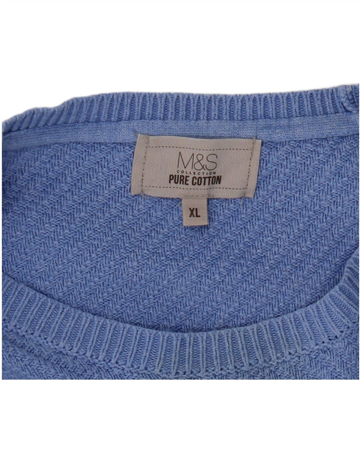 Marks & Spencer Jersey con Cuello Barco para Hombre XL Algodón Azul