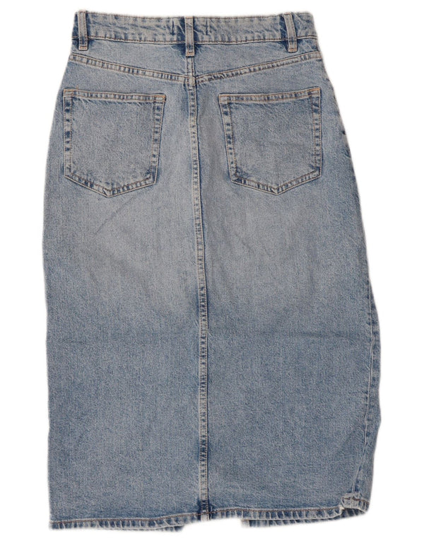 Zara Mujer Falda Vaquera De Cintura Alta Pequeña W26 Azul