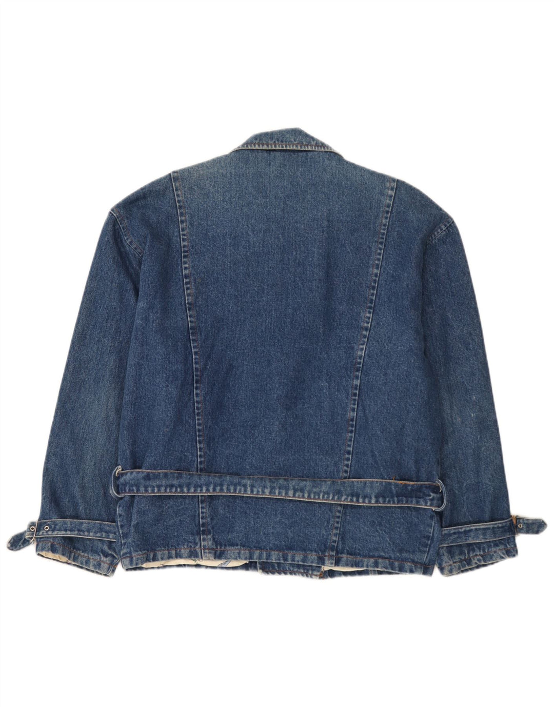 Vintage hombres denim biker chaqueta Reino Unido 40 azul grande