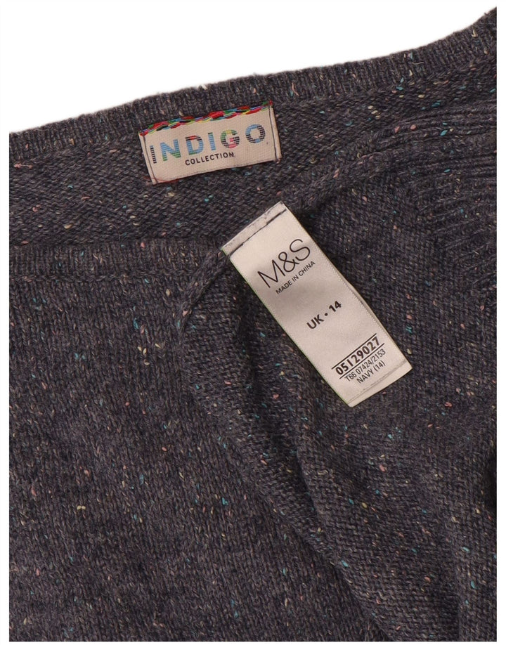 Marks & Spencer Jersey con Cuello Barco para Mujer UK 44 Grande Azul Marino