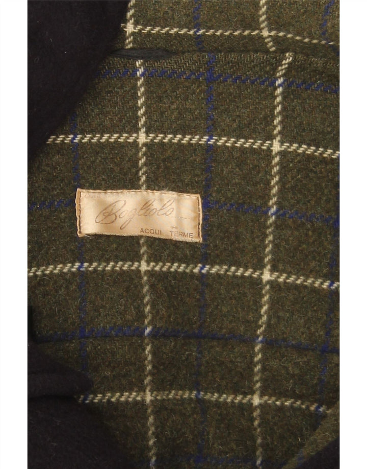 Vintage hombres con capucha Duffle abrigo Reino Unido 40 grande azul marino