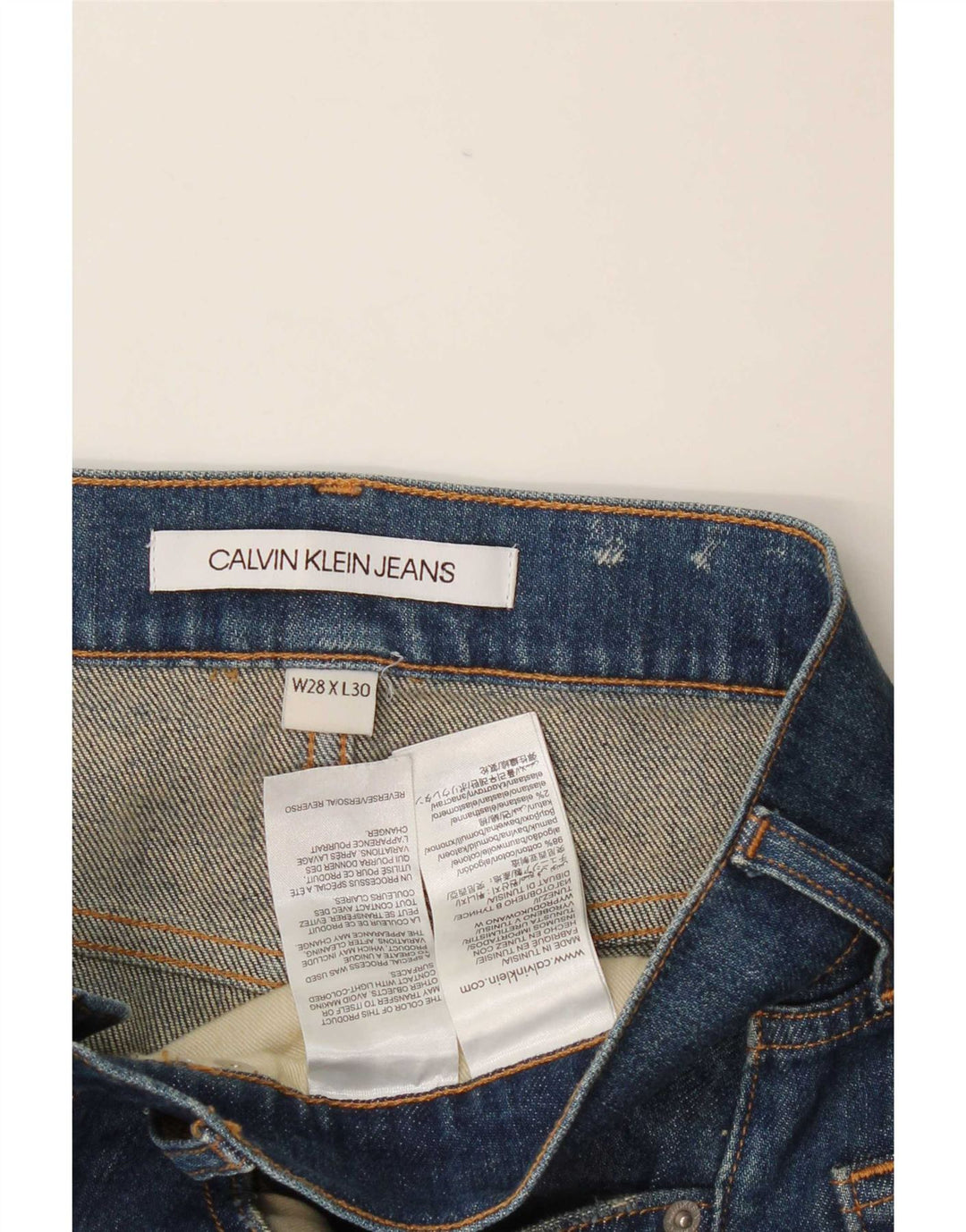 Calvin Klein Vaqueros Slim Desgastados para Mujer W28 L30 Algodón Azul