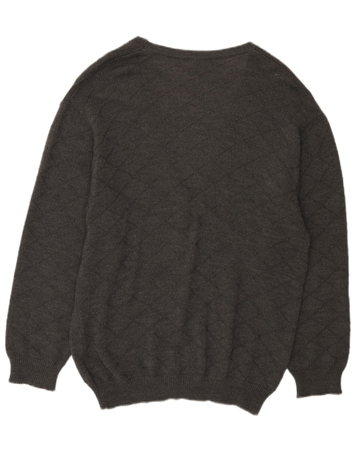 Vintage mujer Cardigan suéter EU 46 XL gris comprobar poliacrílico
