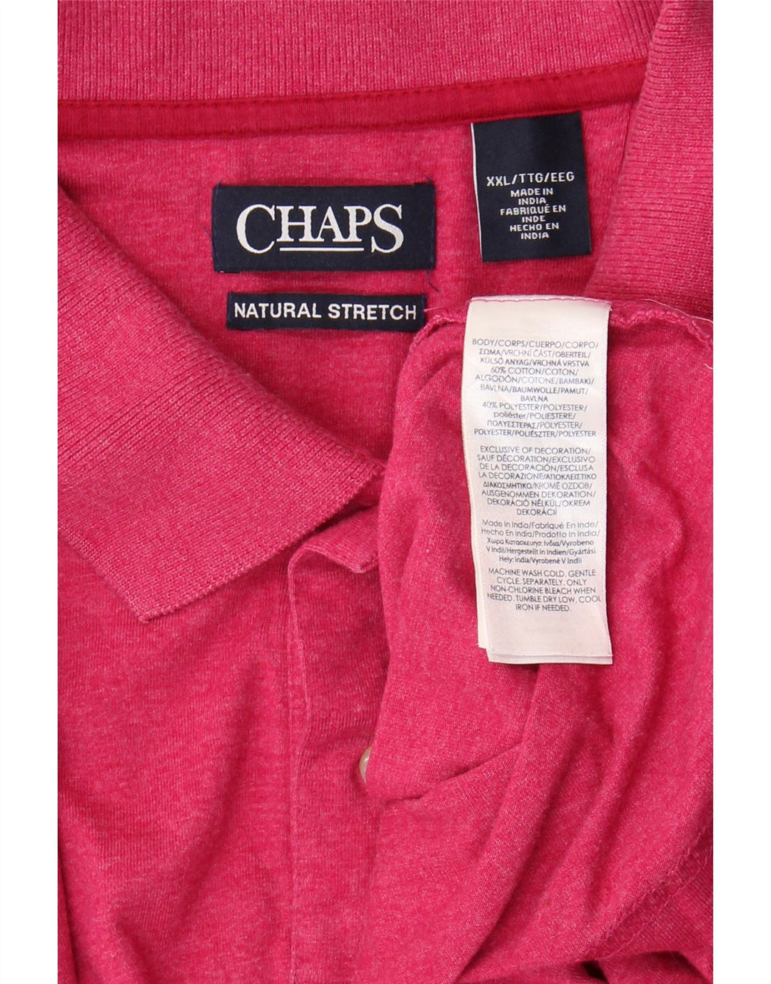 CHAPS Mens Polo Shirt 2XL Pink Cotton Vintage Chaps and Second-Hand Chaps from Messina Hembry 