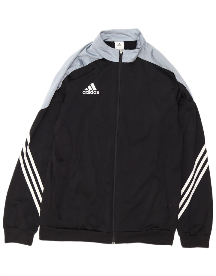 ADIDAS Hombre Chándal Top Chaqueta Grande Negro Colorblock Poliéster