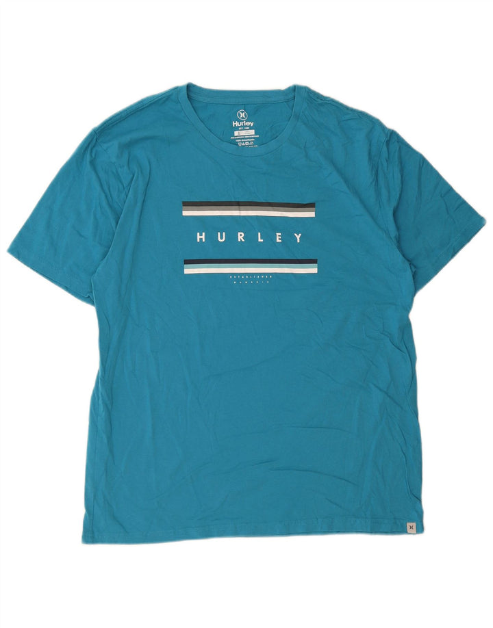 Hurley - Camiseta gráfica para hombre, talla grande, algodón azul