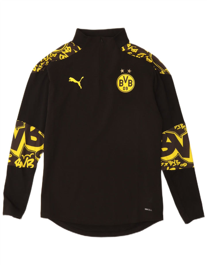 Puma Mens BVB Dortmund Gráfico Zip Cuello Jersey Chándal Top Pequeño Negro
