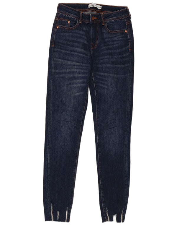 Zara Vaqueros pitillo para mujer EU 34 2XS W24 L28 Algodón azul marino