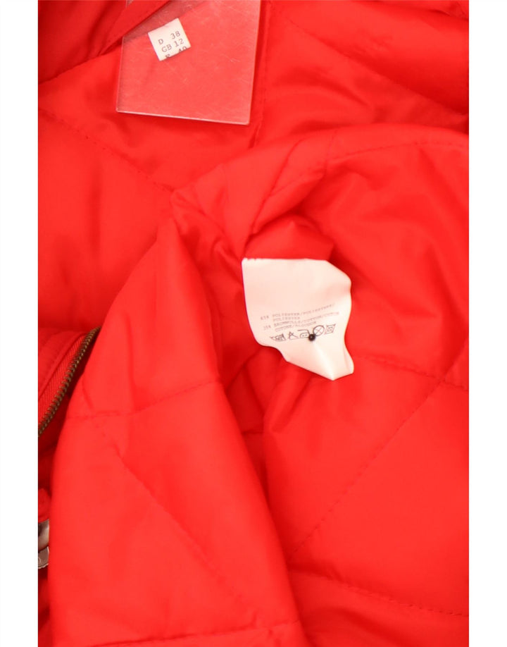 VINTAGE Womens Hooded Windbreaker Coat UK 12 Medium Red Polyester