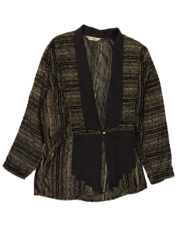 Vintage mujer 1 botón Blazer chaqueta Reino Unido 16 grande negro rayas