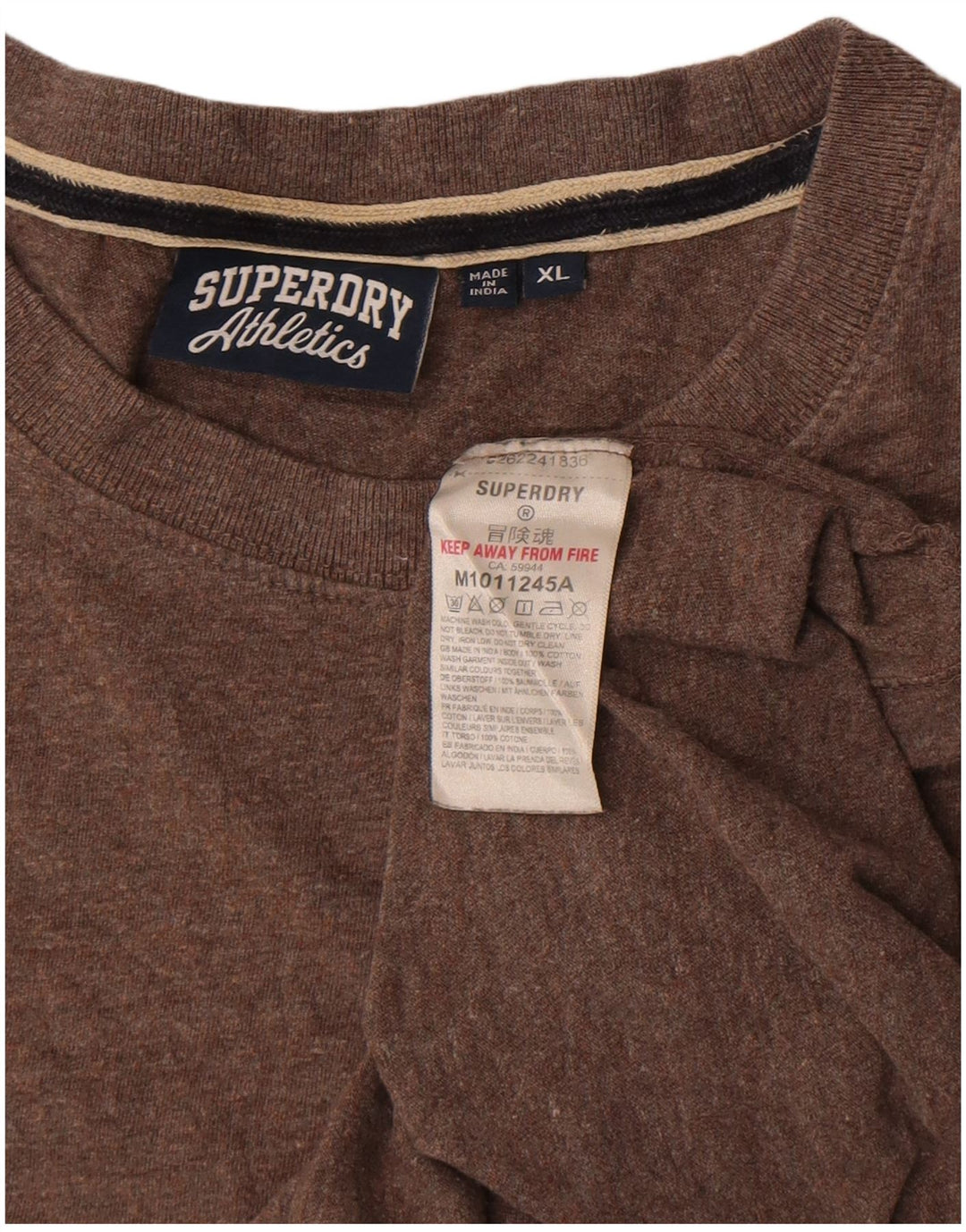 Superdry Hombre Camiseta Top XL Algodón Marrón