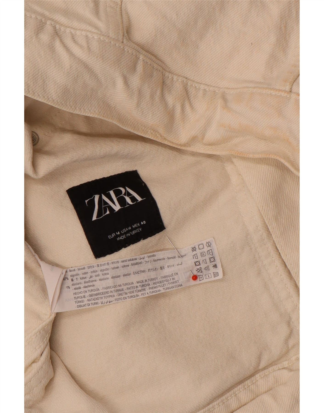 Zara Hombre Chaqueta Vaquera UK 38 Medium Beige Lyocell