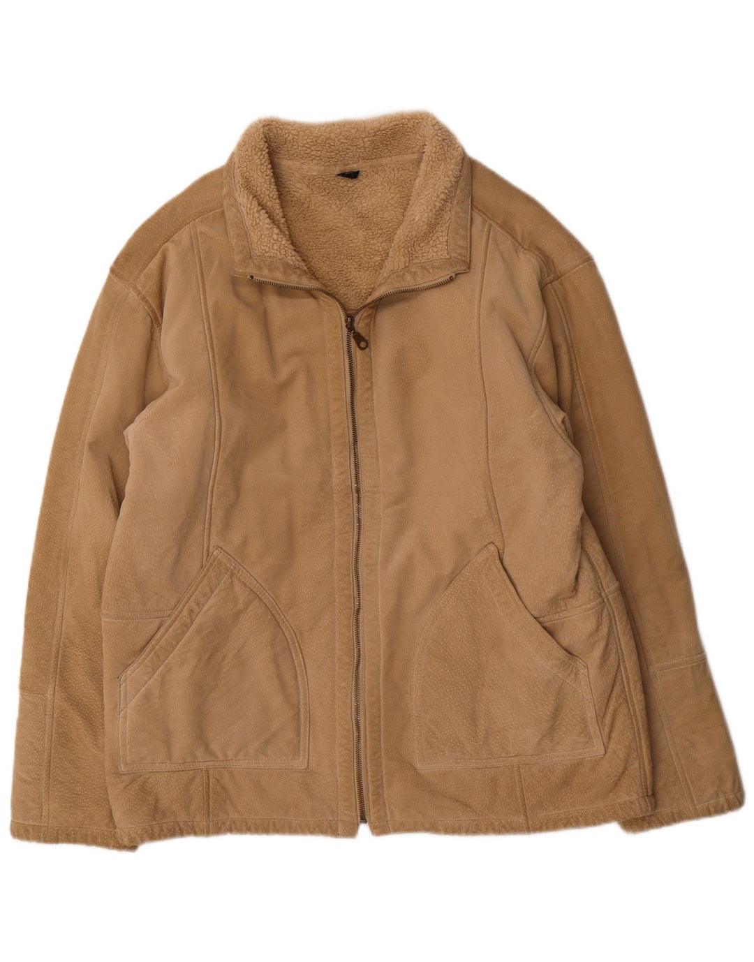 Vintage hombres bombardero shearling chaqueta Reino Unido 38 medio beige shearling