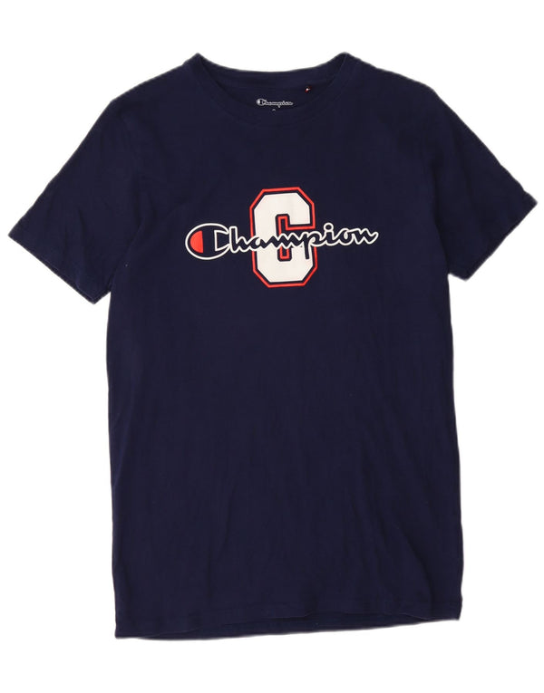 Champion Camiseta gráfica para hombre Top Small Azul marino Algodón