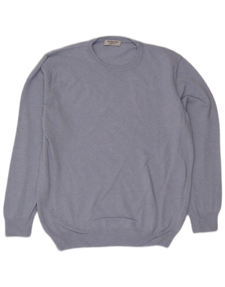 Jersey Trussardi Hombre Con Cuello Redondo De Lana Azul Medio