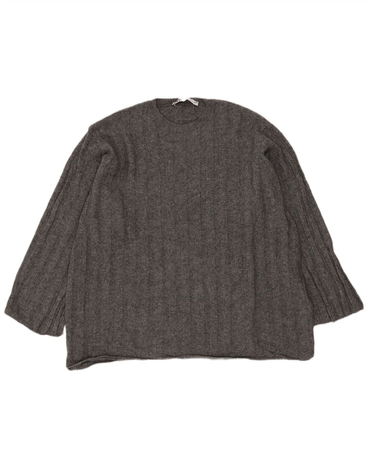 ZARA Mujer Jersey oversize con cuello redondo UK 6 XS Poliamida gris