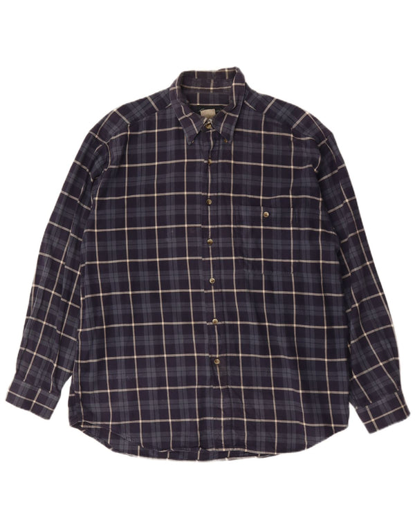 Eddie Bauer Camisa de franela para hombre Algodón a cuadros azul marino grande
