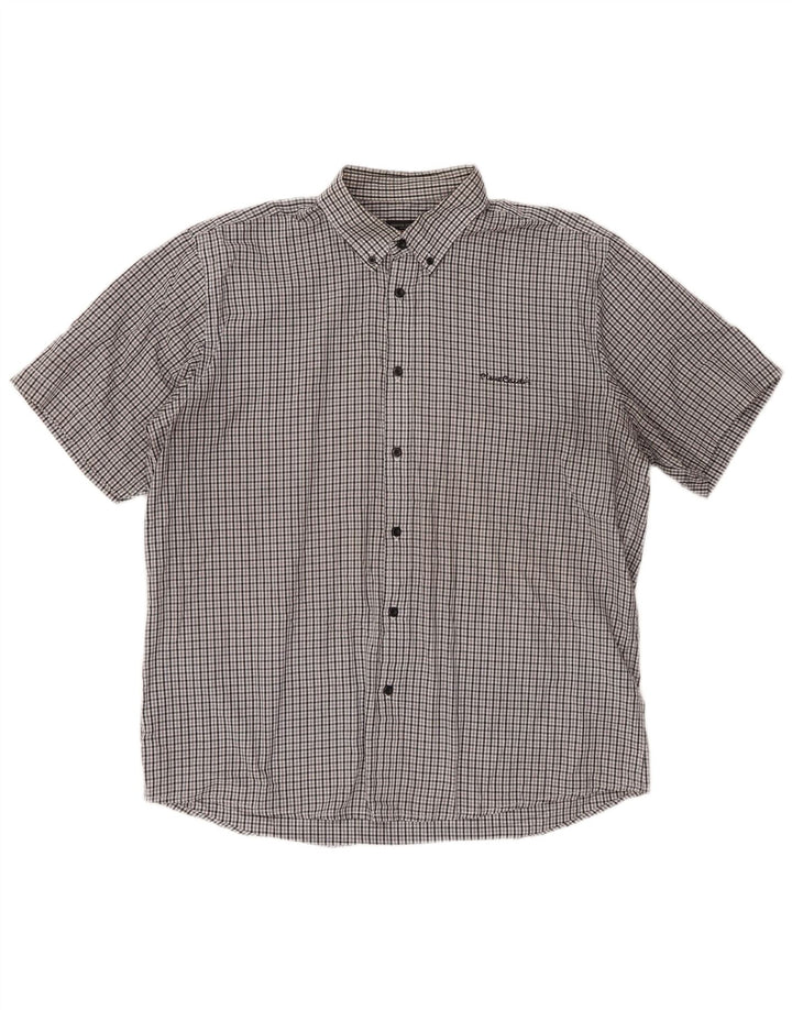 PIERRE CARDIN Camisa de manga corta de ajuste regular para hombre 2XL Poliéster a cuadros gris