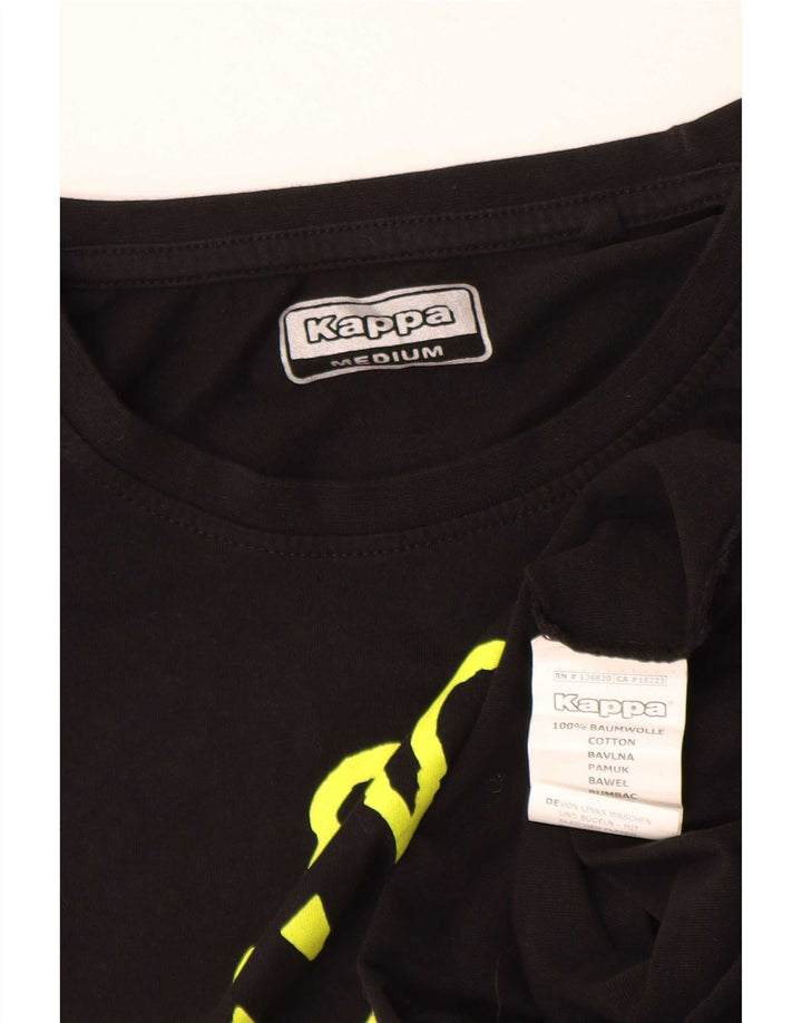 Kappa Hombre Camiseta Gráfica Top Medium Negro Algodón
