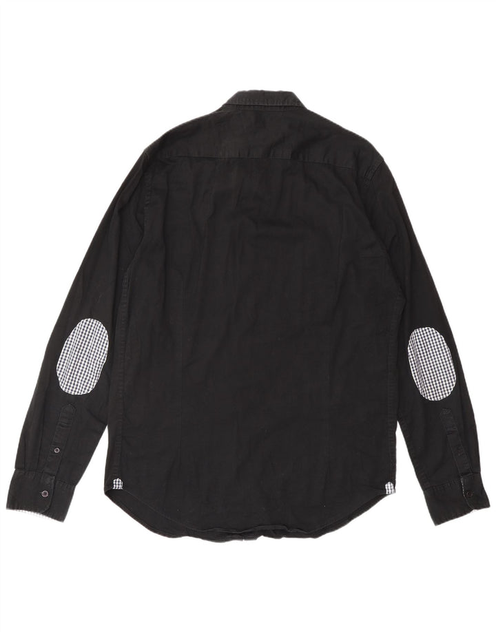 MASSIMO DUTTI Camisa para hombre EU 40 Medium Negro Colorblock Algodón