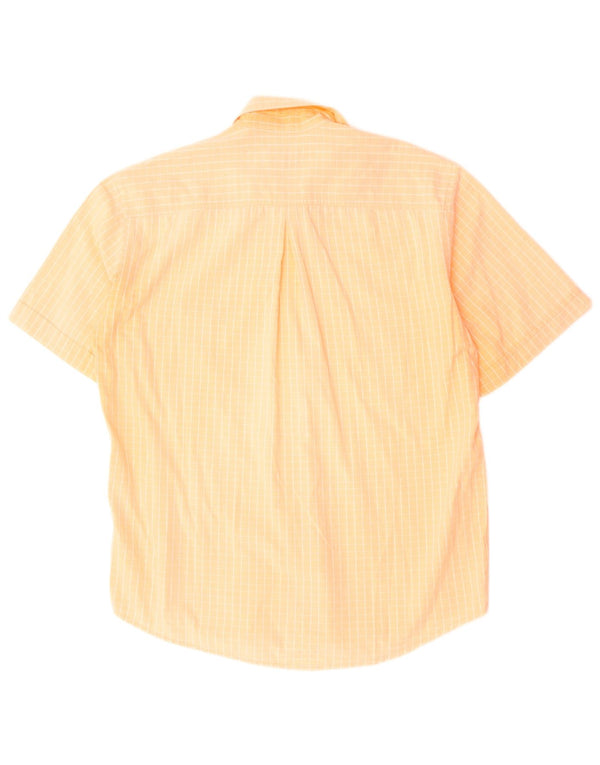 SERGIO TACCHINI Camisa Manga Corta Hombre Algodón Cuadros Naranja Medio