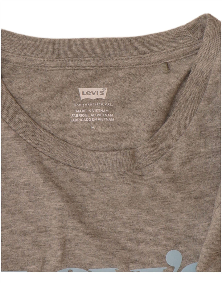 LEVI'S Womens Graphic T-Shirt Top UK 12 Medium Grey Cotton