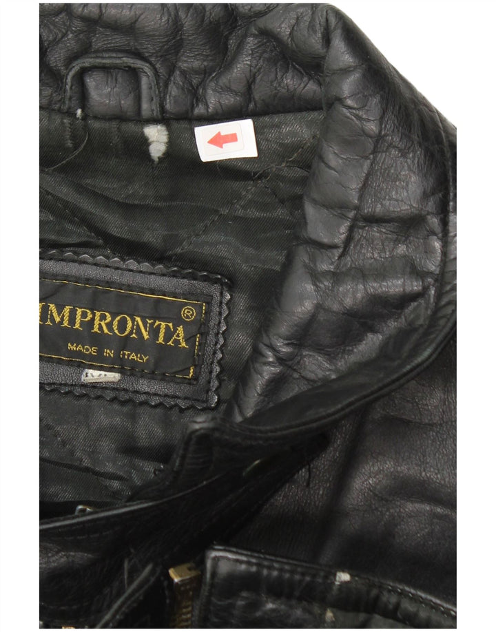 Vintage mujer cuero Racer chaqueta Reino Unido 18 XL cuero negro