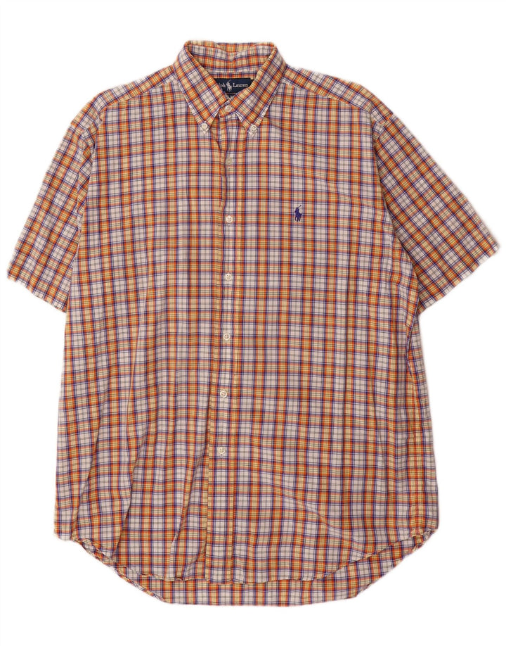 Ralph Lauren Camisa de manga corta Blake para hombre con cuadros multicolores medianos