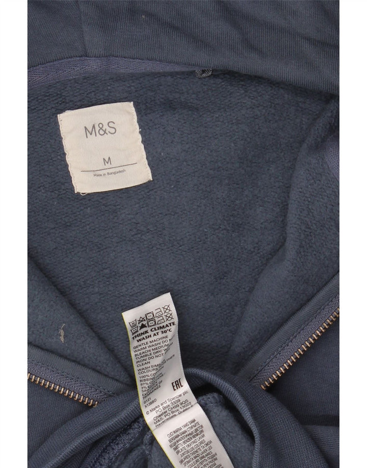 Marks & Spencer Suéter con capucha y cremallera para hombre Algodón azul marino mediano