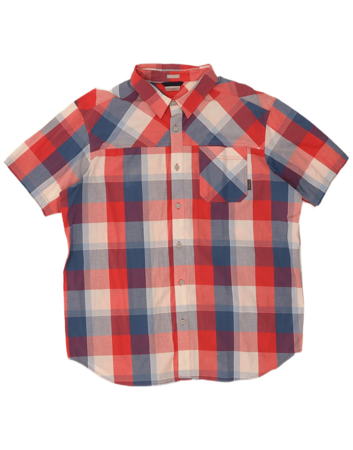 Columbia Camisa De Manga Corta Regular Fit Hombre XL Algodón A Cuadros Multicolor