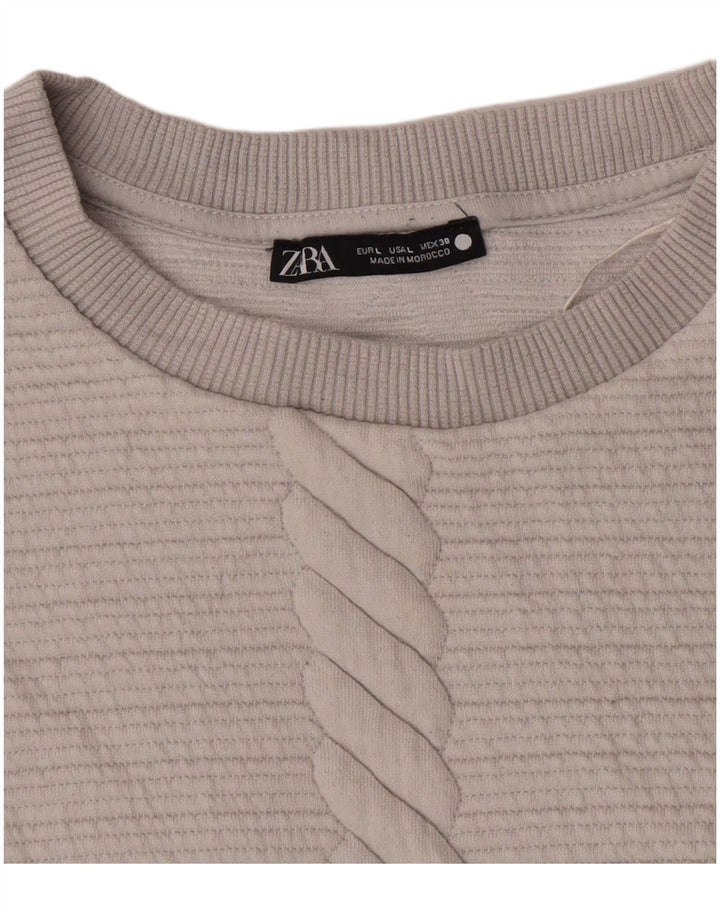 Zara Mujer Sudadera Jumper UK 46 Grande Gris Poliéster