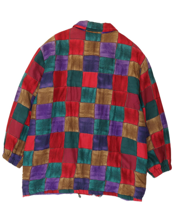 Vintage mujer oversized cortavientos abrigo EU 44 XL patchwork multicolor