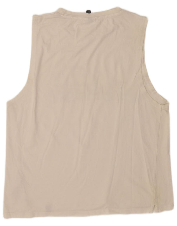 Ellesse Hombre Gráfico Chaleco Top Grande Algodón Blanco