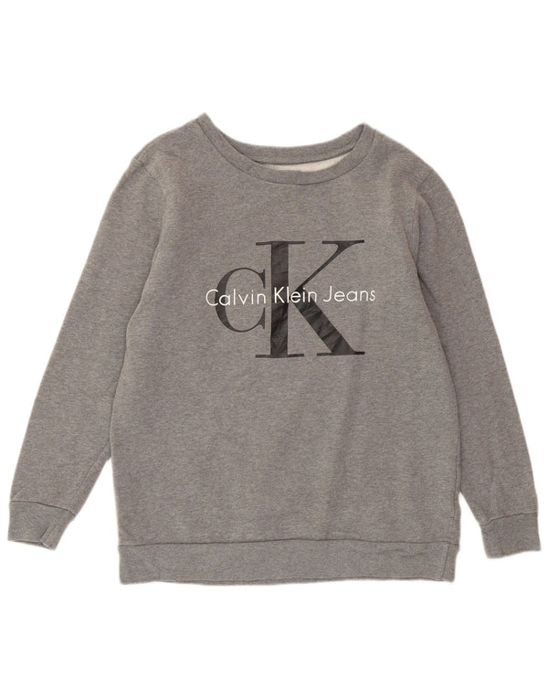 CALVIN KLEIN JEANS Sudadera extragrande para mujer UK 6 XS Gris moteado