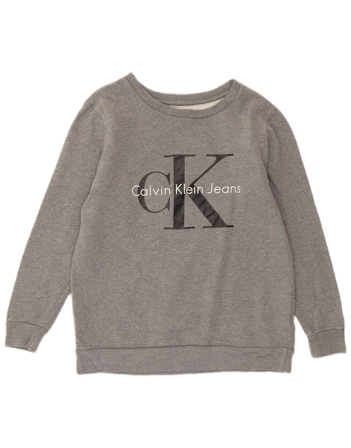 CALVIN KLEIN JEANS Sudadera extragrande para mujer UK 6 XS Gris moteado