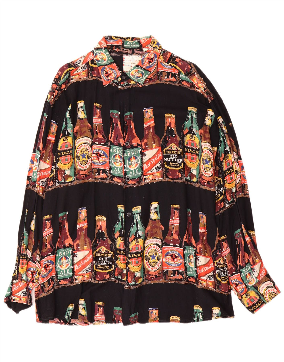 Camisa Vintage Hombre Patrón Abstracto XL Viscosa Multicolor