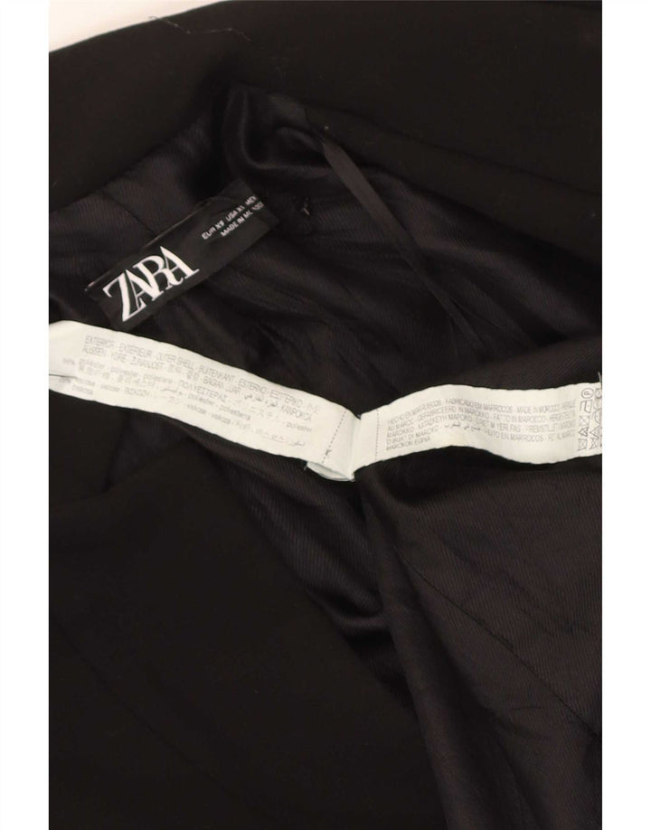 Zara Mujer Abrigo Abierto UK 6 XS Negro Poliéster