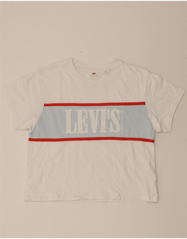 LEVI'S Womens Oversized Graphic T-Shirt Top UK 10 Small White Colourblock Vintage Levi's and Second-Hand Levi's from Messina Hembry 