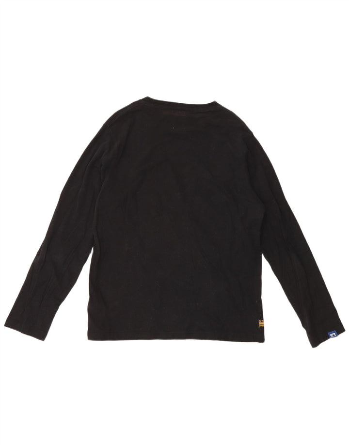 G-Star Hombre Top Gráfico Manga Larga Grande Algodón Negro