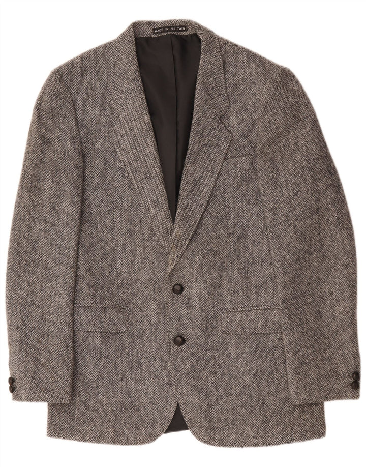 Harris Tweed - Chaqueta tipo blazer con 2 botones para hombre, talla 40, lana gris grande